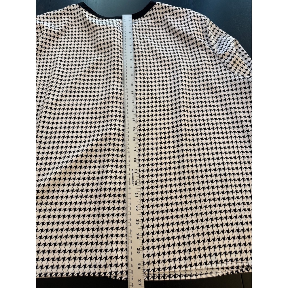 Maggie Barnes Houndstooth Bow Blouse Womens Size 28 Button-Down Holiday Office - Picture 13 of 13